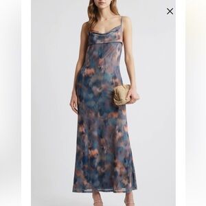 Open Edit Print Mesh Maxi Dress